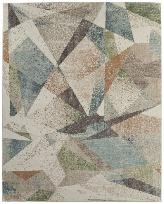 10' X 13' Bohemian Checke Area Rug - Ivory