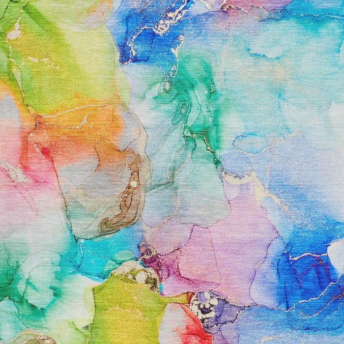 10' X 14' Abstract Washable Area Rug With UV Protection (647458) - Blue / Green / Purple