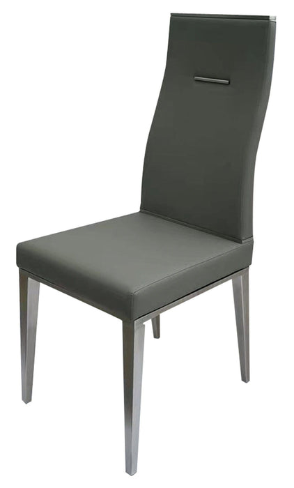 Upholstered Faux Leather Dining Side Chairs (Set of 4) - Gray / Silver