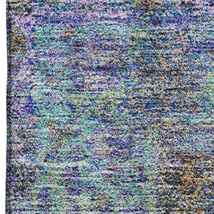 10' X 14' Medallion Washable Area Rug With UV Protection (714859) - Purple / Teal