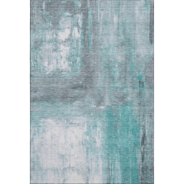 10' X 14' Abstract Washable Area Rug With UV Protection (693162) - Teal / Gray / Silver