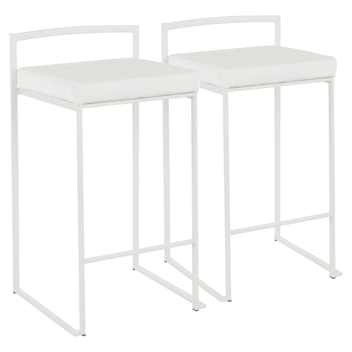 Fuji - Contemporary Stackable Counter Stool (Set of 2) - White Frame