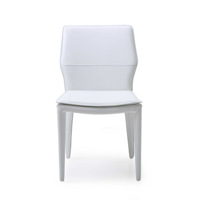 Slipcovered Upholstered Faux Leather Dining Side Chairs (Set of 2) - White