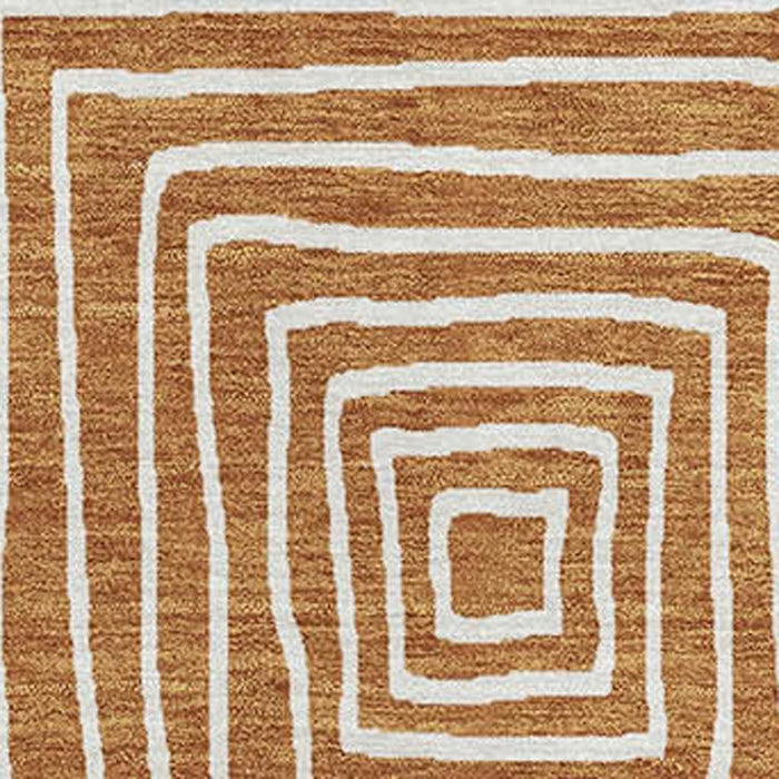 10' X 14' Geometric Washable Area Rug With UV Protection (681929) - Rust / Beige