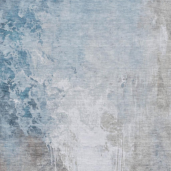 10' X 14' Abstract Washable Area Rug With UV Protection (705467) - Denim Blue / Gray / Ivory