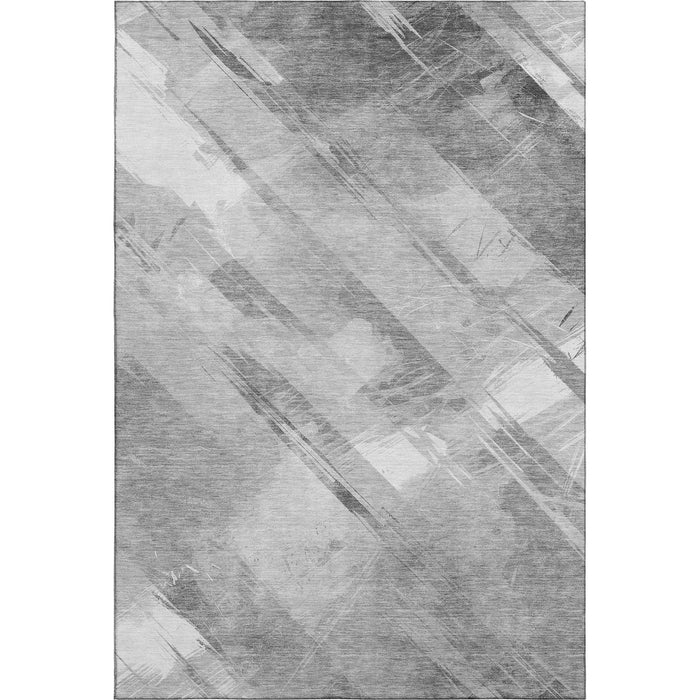 10' X 14' Striped Washable Area Rug With UV Protection (694284) - Gray / Silver / Charcoal