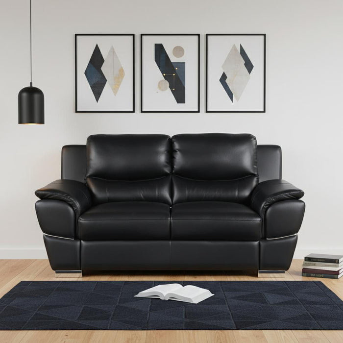 Love Seat Faux Leather - Silver / Black