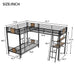 Giga brown L-shaped twin over twin bunk bed with loft, desk, and shelf showcasing the sturdy wooden frame and built-in workspace.