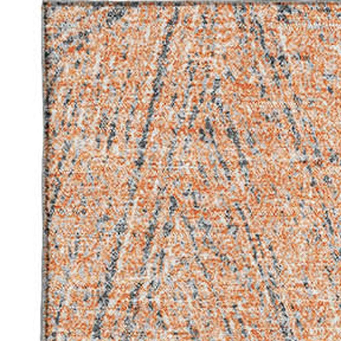 10' X 14' Abstract Washable Area Rug With UV Protection (678173) - Peach / Ivory / Gray