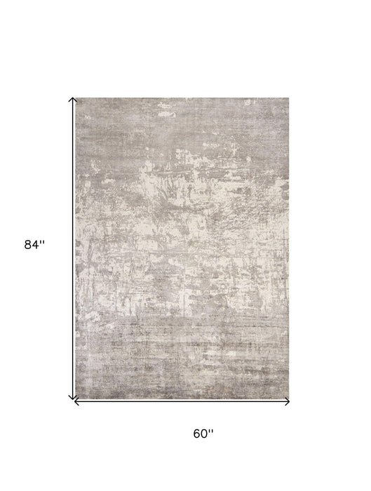 5' x 7' Hand Loomed Abstract Brushstroke Indoor Area Rug - Beige
