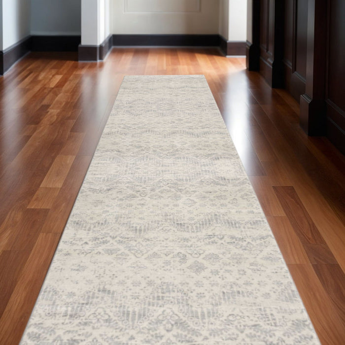 2' X 30' Abstract Area Rug (609806) - Beige / Gray