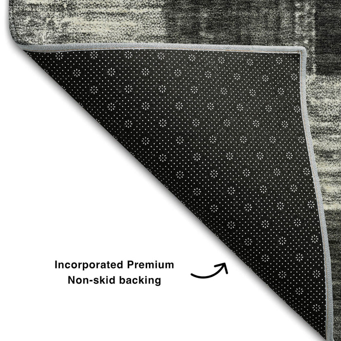 10' X 14' Geometric Washable Area Rug With UV Protection (686204) - Black / Gray / Silver