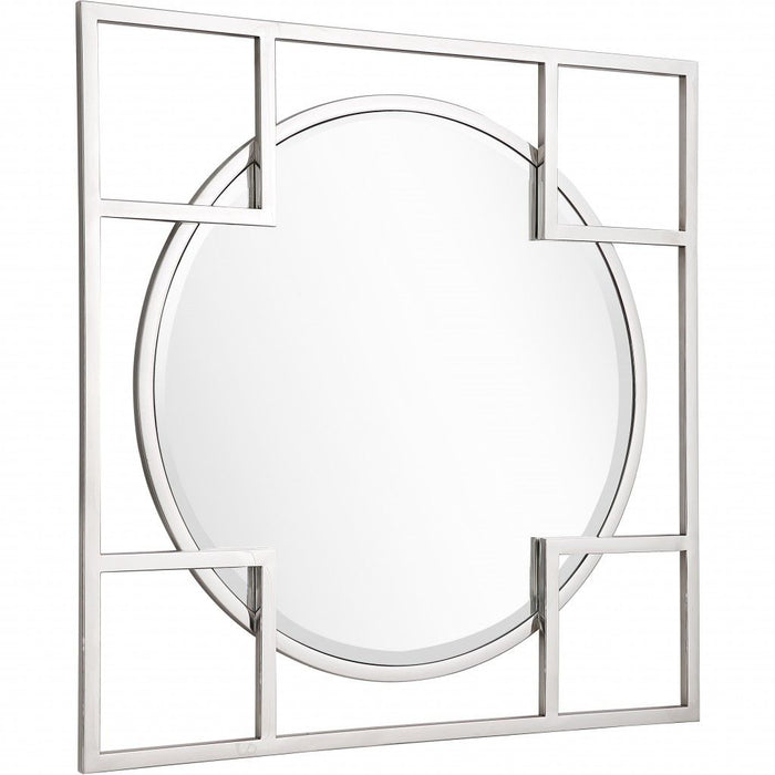 33" Square Metal Framed Accent Mirror - Silver