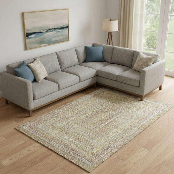 10' X 14' Geometric Washable Area Rug With UV Protection (699292) - Tan / Beige