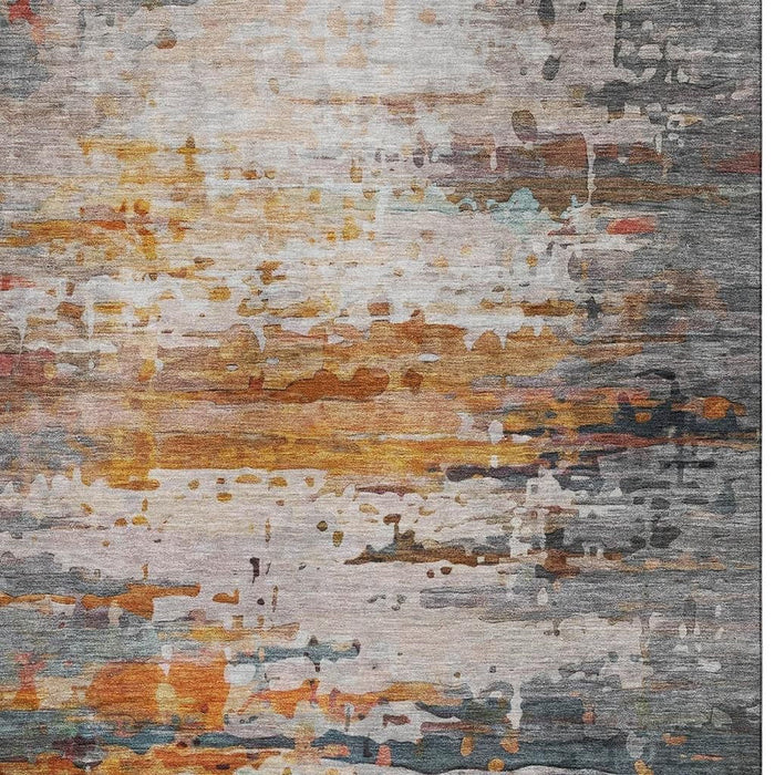 10' X 14' Abstract Washable Area Rug With UV Protection (715435) - Terra Cotta / Beige