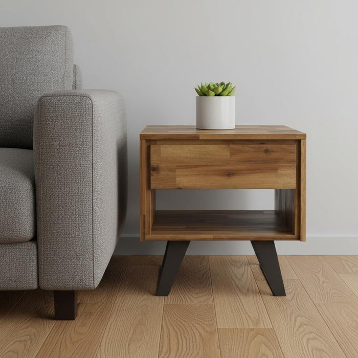 Metal Square End Table - Gold