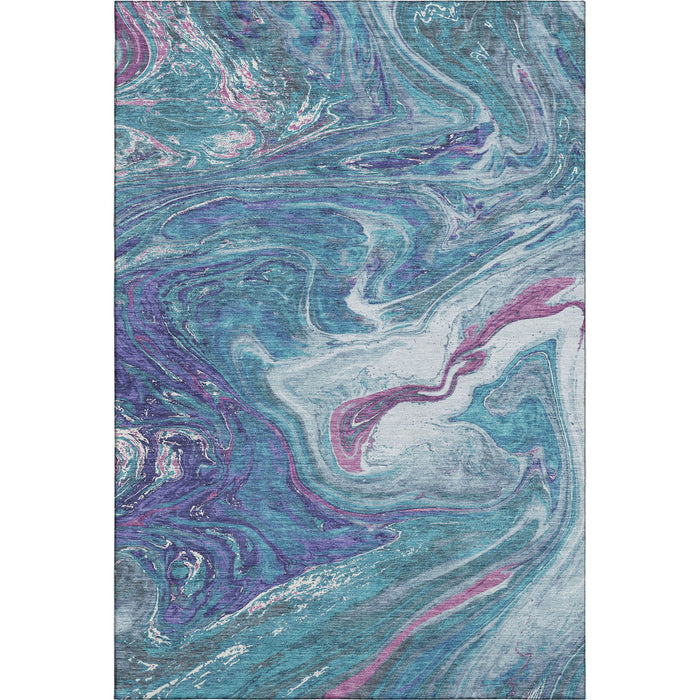 10' X 14' Abstract Washable Area Rug With UV Protection (683165) - Teal / Purple / Ivory