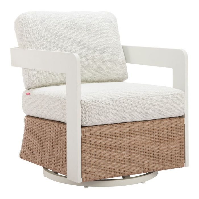 26" Modern Upholstered Swivel Arm Chair - White