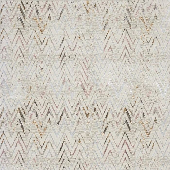 9' X 12' Chevron Distressed Non Skid Area Rug - Ivory