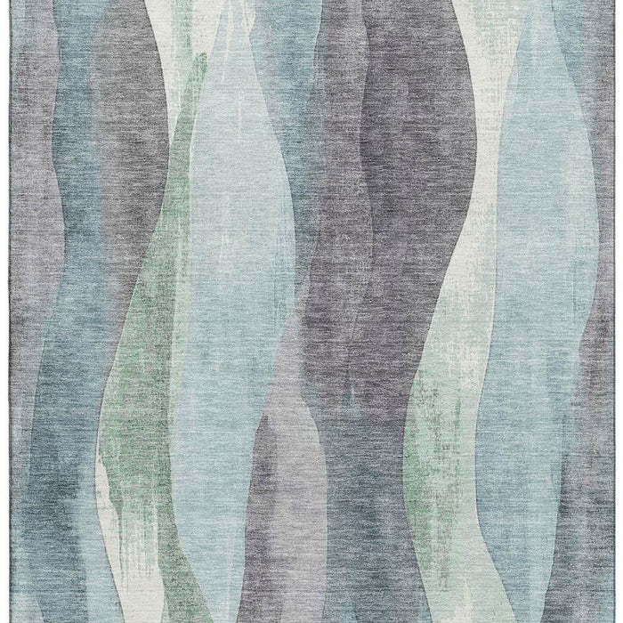 10' X 14' Abstract Washable Area Rug With UV Protection (710286) - Teal / Plum / Ivory