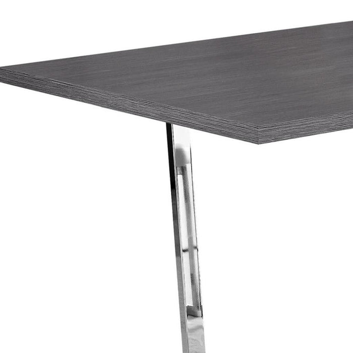 59" Metal Sled Base Dining Table - Gray / Silver