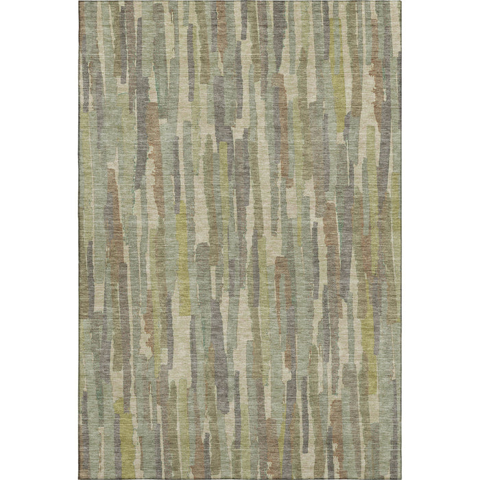 10' X 14' Striped Washable Area Rug With UV Protection (692928) - Artichoke Green / Copper / Beige