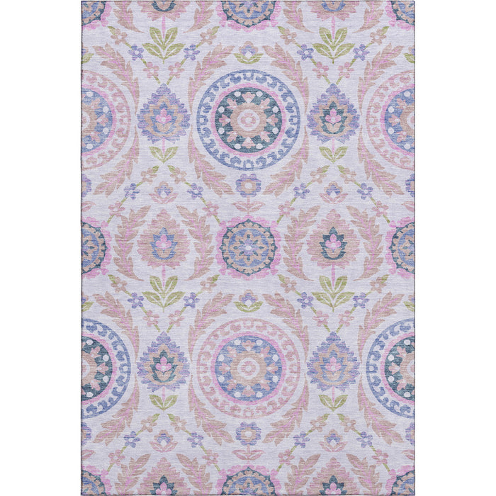 10' X 14' Transitional Floral Washable Area Rug With UV Protection - Blush