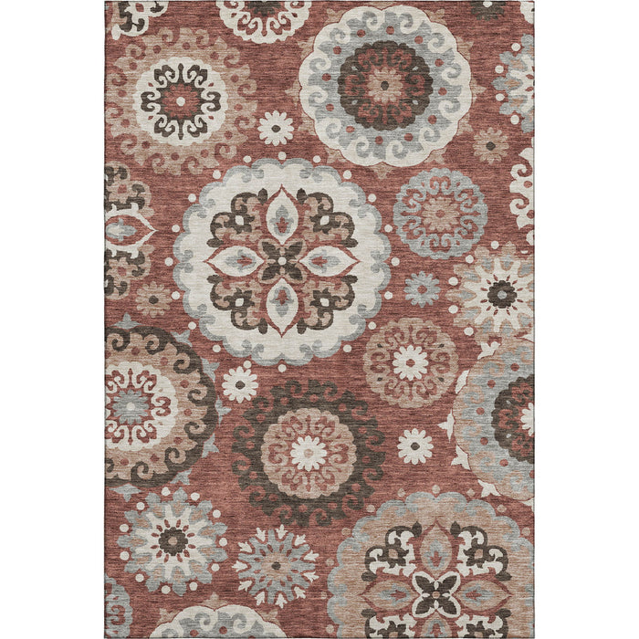 10' X 14' Medallion Washable Area Rug With UV Protection - Rust