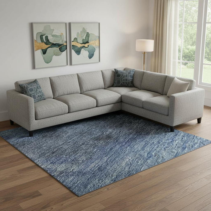 10' X 14' Abstract Washable Area Rug With UV Protection (699848) - Navy Blue / Gray