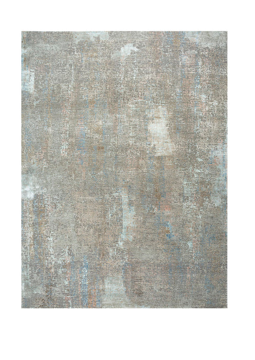 8' X 10' Abstract Hand Knotted Genuine Wool Material Area Rug - Blue