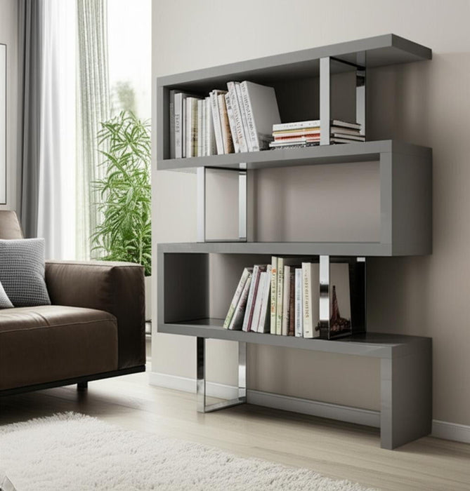 Three Tier Etagere Bookcase (555010) - Gray / Silver