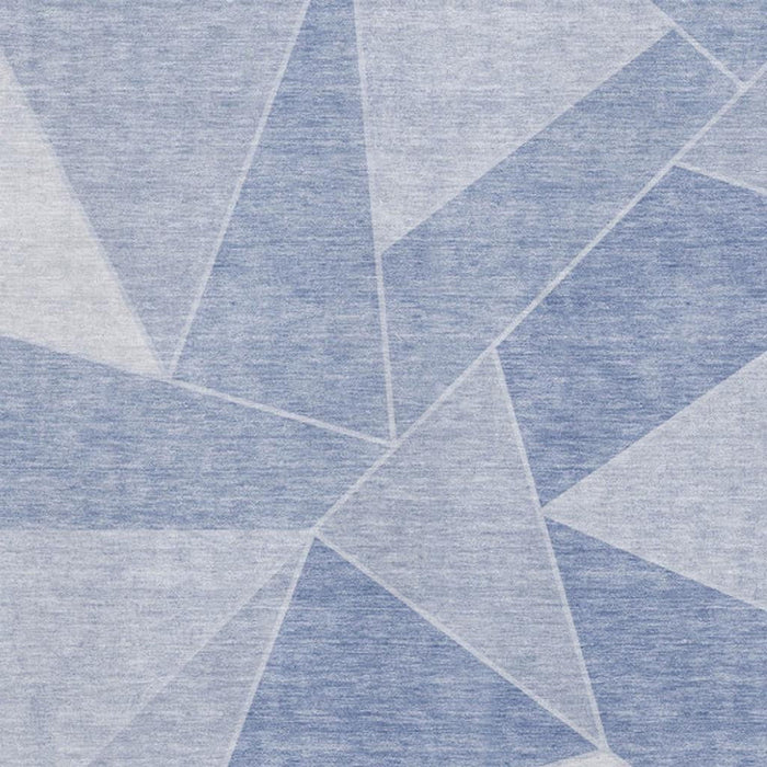 8' X 10' Geometric Washable Area Rug With UV Protection (653330) - Sky Blue / Ivory