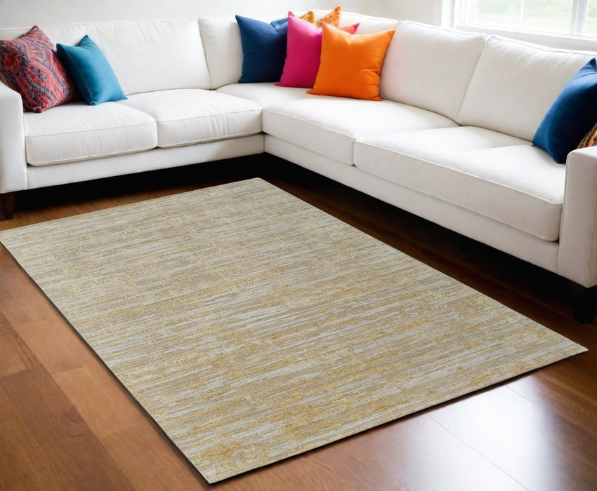5' x 8' Modern Abstract Hand Woven Area Rug - Yellow And Ivory