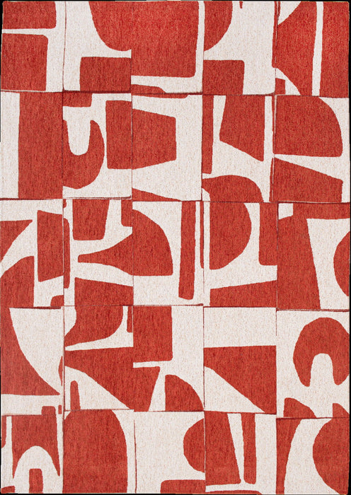 8' X 11' Geometric Washable Area Rug (551977) - Red / White