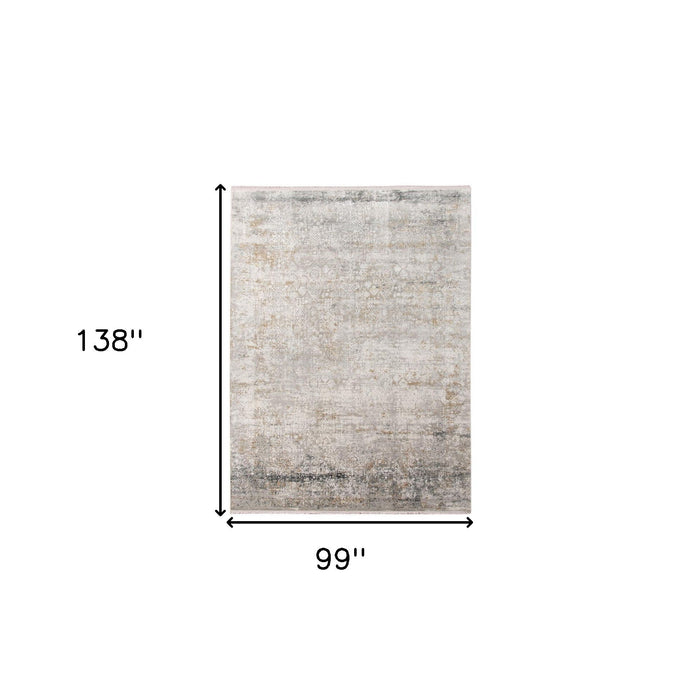 8' X 12' Medallion Area Rug With Fringe - Gray