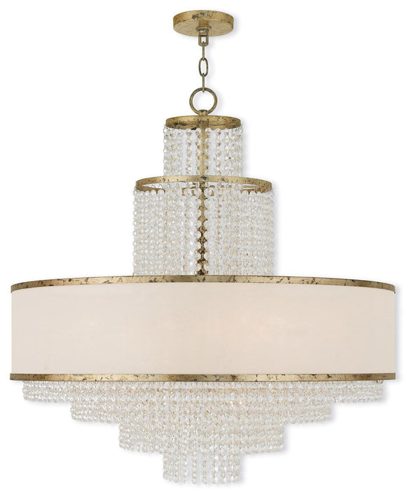 Eight Light Dimmable Chandelier With Shades - Gold