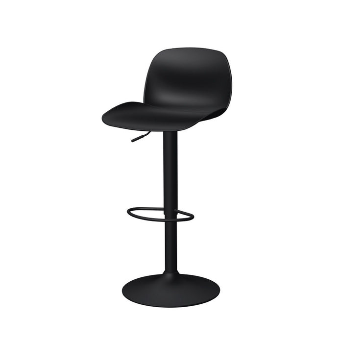 Contemporary Heavy Duty Plastic And Metal Low Back Adjustable Height Swivel Bar Chairs (Set of 2) - Black