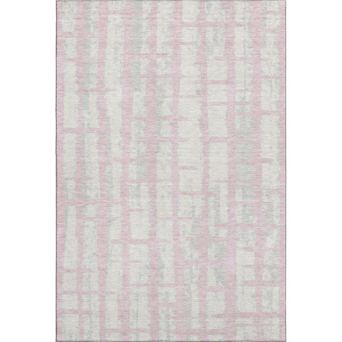 10' X 14' Striped Washable Area Rug With UV Protection (669396) - Pink / Beige