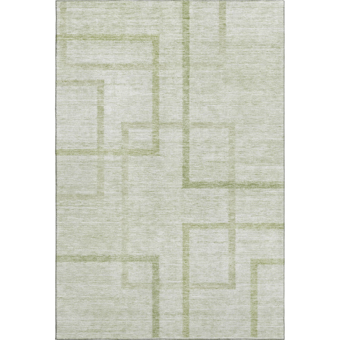 10' X 14' Geometric Washable Area Rug With UV Protection - Artichoke Green And Gray