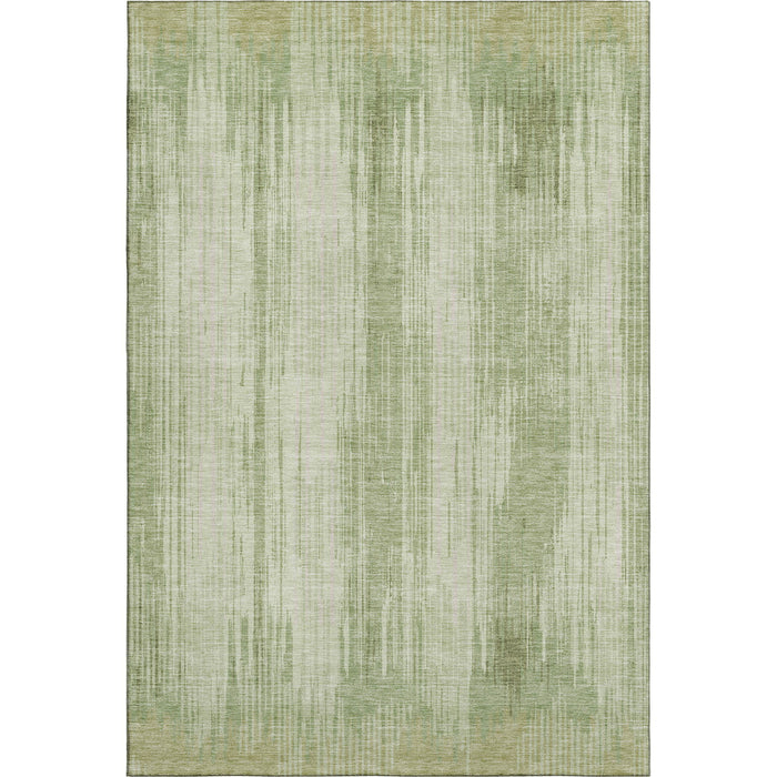 10' X 14' Striped Washable Area Rug With UV Protection (670988) - Artichoke Green / Ivory