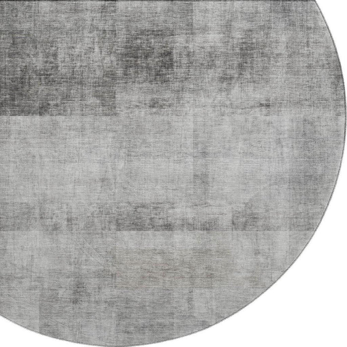 8' Abstract Washable Round Rug With UV Protection (649627) - Gray / Ivory