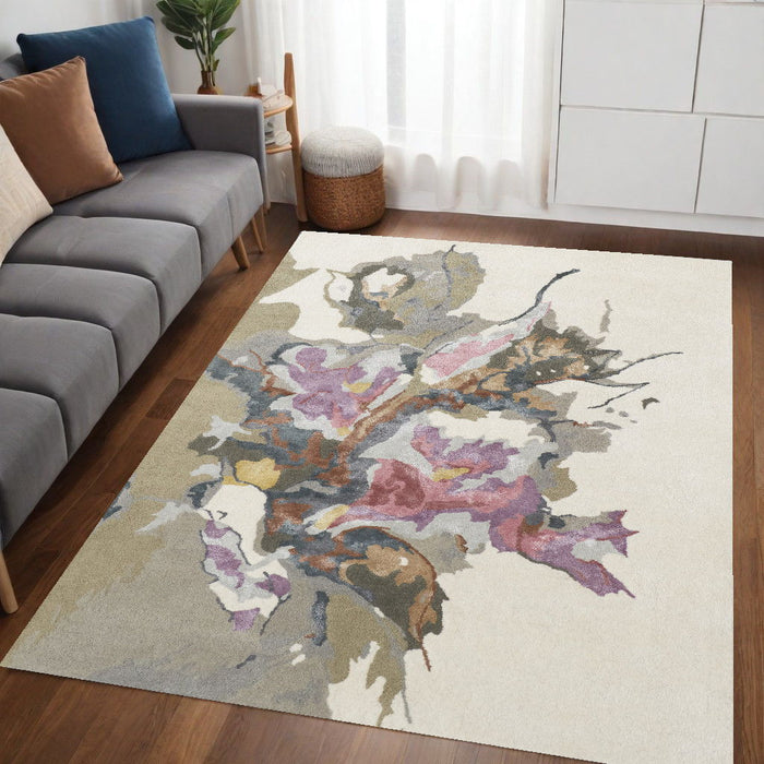 5' x 8' Wool Floral Hand Tufted Area Rug - Pink And Green