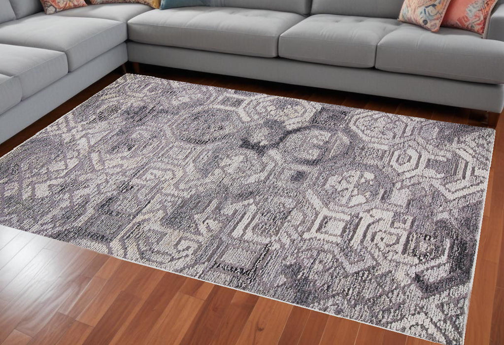 10' x 14' Modern Wool Abstract Hand Tufted Area Rug - Gray And Ivory