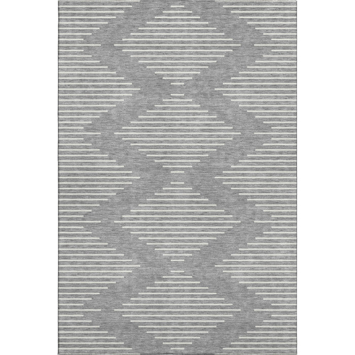 10' X 14' Geometric Washable Area Rug With UV Protection (679738) - Gray / Ivory