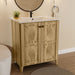Giga folding floor cabinet vanity with ceramic sink, space-saving design, featuring a modern white finish and functional storage.