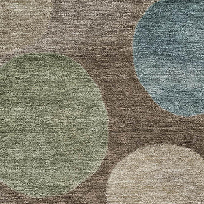 10' X 14' Geometric Washable Area Rug With UV Protection (716821) - Chocolate / Teal