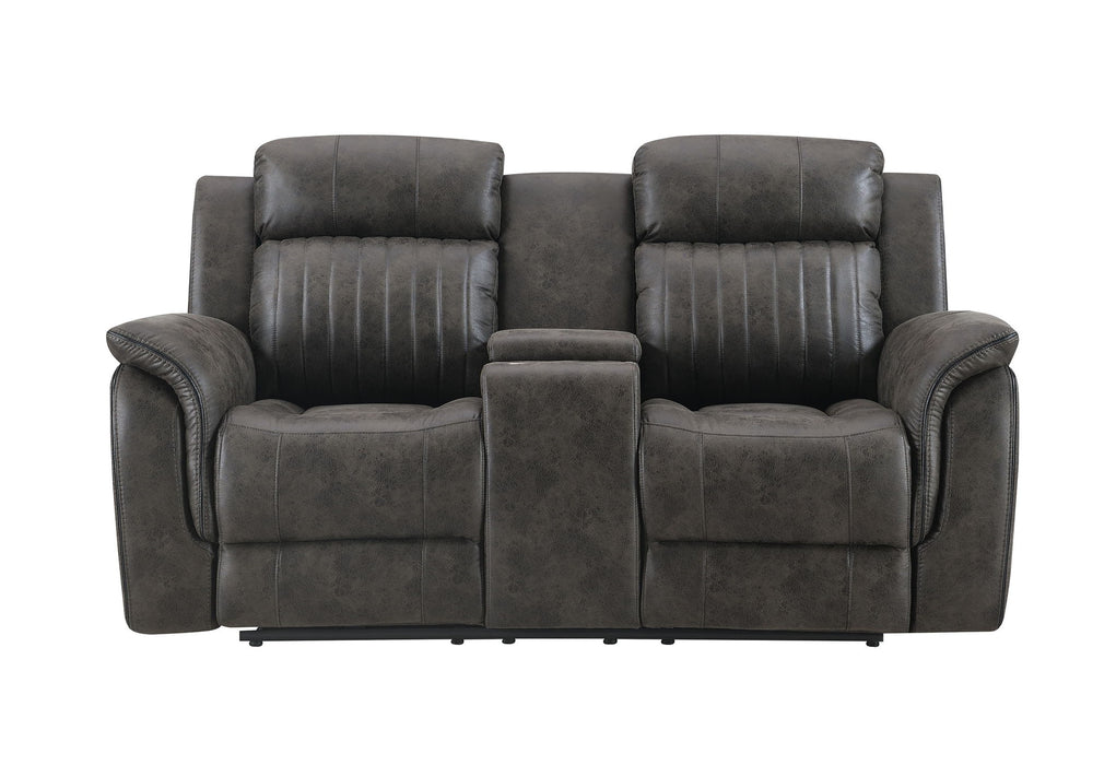 Faux Leather Manual Reclining Loveseat With Storage - Gray