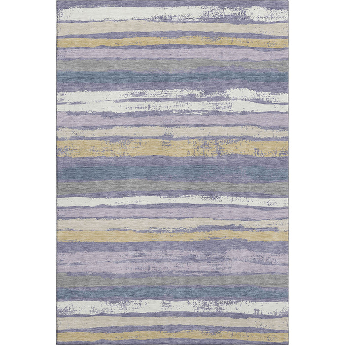 10' X 14' Striped Washable Area Rug With UV Protection (680043) - Purple / Gold / Ivory