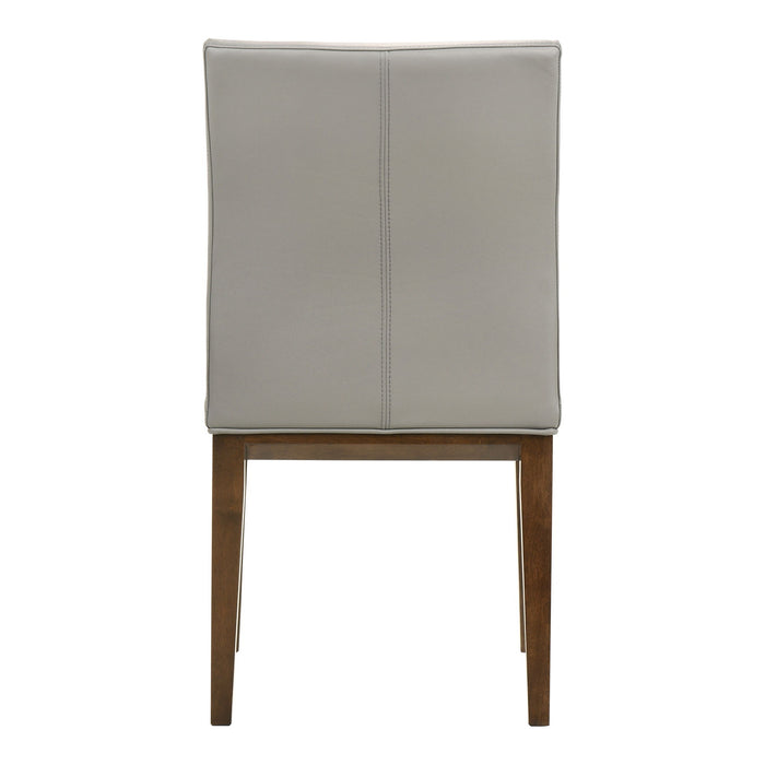 Leather Solid Wood Dining Side Chairs (Set of 2) - Gray / Brown