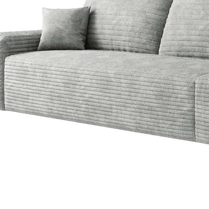 135" Corduroy Modular Compression Foam Sofa With Toss Pillows - Gray